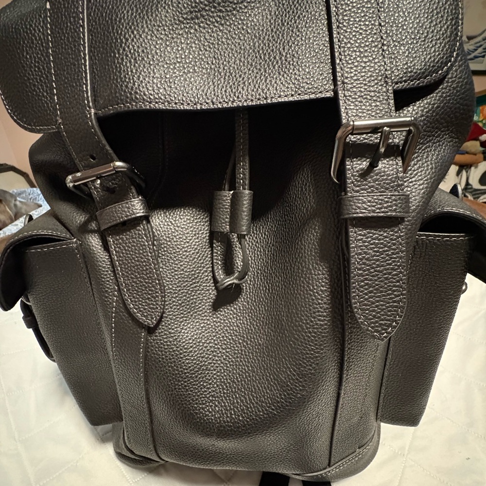 Stylish Black Leather Backpack